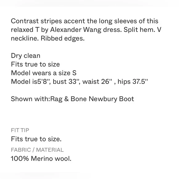 T Alexander Wang Merino Wool V Neck  Designer Black Sweater Dress Size Small - Picture 14 of 16